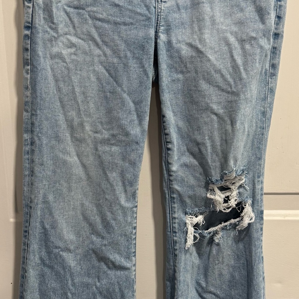 American Eagle Outfitters Light Blue Distressed Wide Leg Jeans
